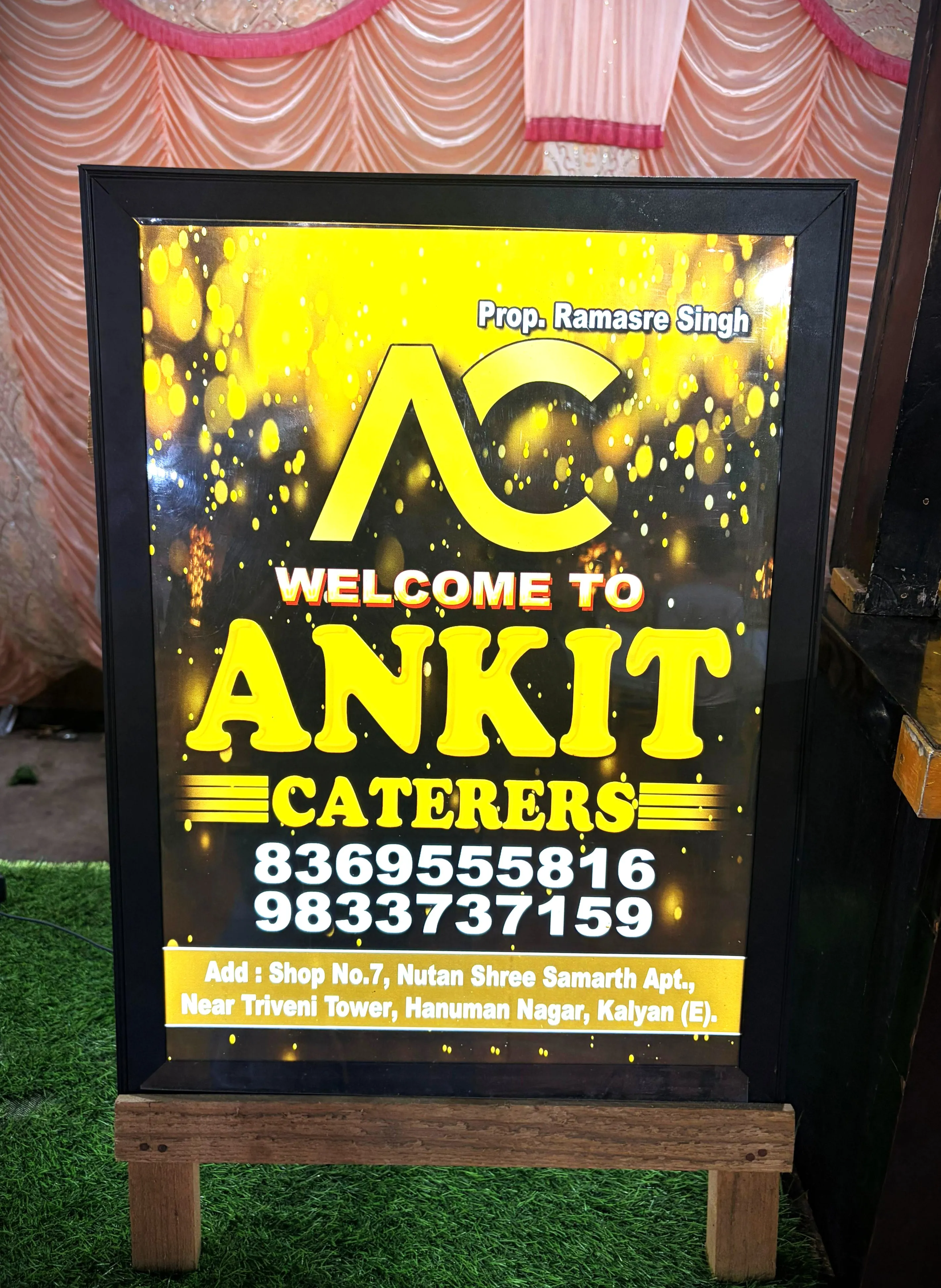 Branded welcome board at celebration